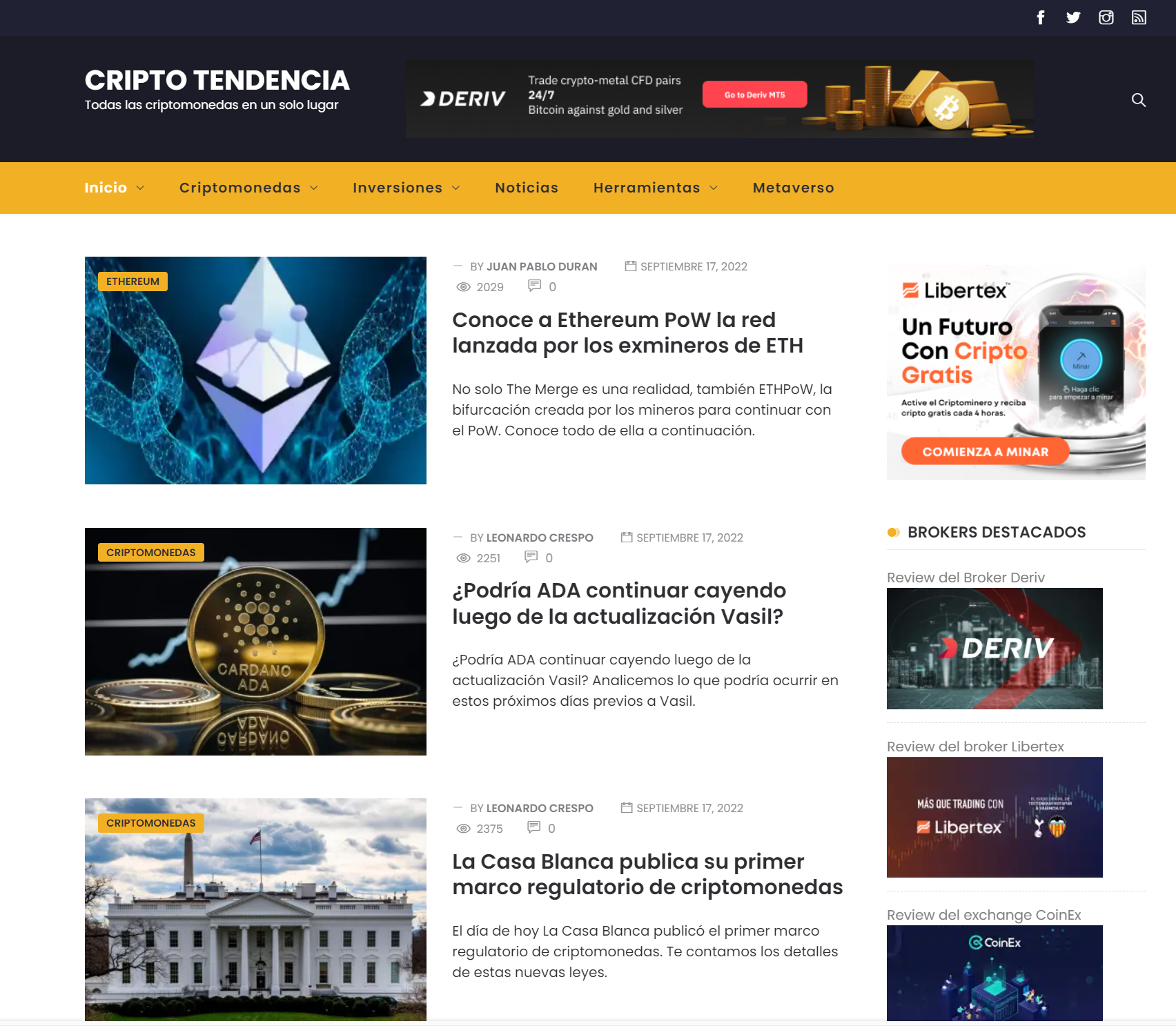 Los 10 mejores blogs de criptomonedas - Criptotendencia